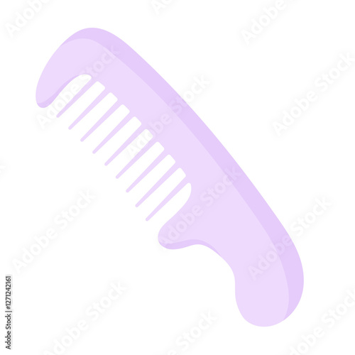 Haircare icon. Plastic comb for hair styling and grooming. Used for detangling and smooth hair.