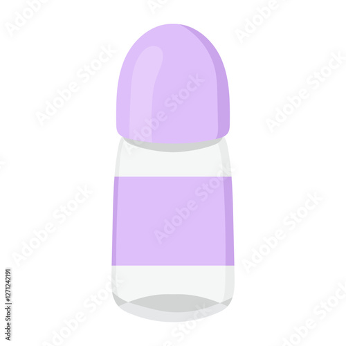 Deodorant icon. Roll-on bottle for body freshness and odor protection. Used for personal hygiene and self-care