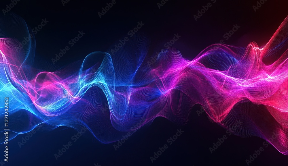 Abstract Waves Flow Dynamically Across Screen, Vibrant Neon Colors Dance, Digital Art Background for Design Projects Abstract Waves Flow Dynamically Across Screen, Vibrant Neon Colors Dance, Digital Art Background for Design Projects