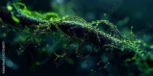 Fungal cells under microscope, Detailed microscopic view of fungal cells and structure
