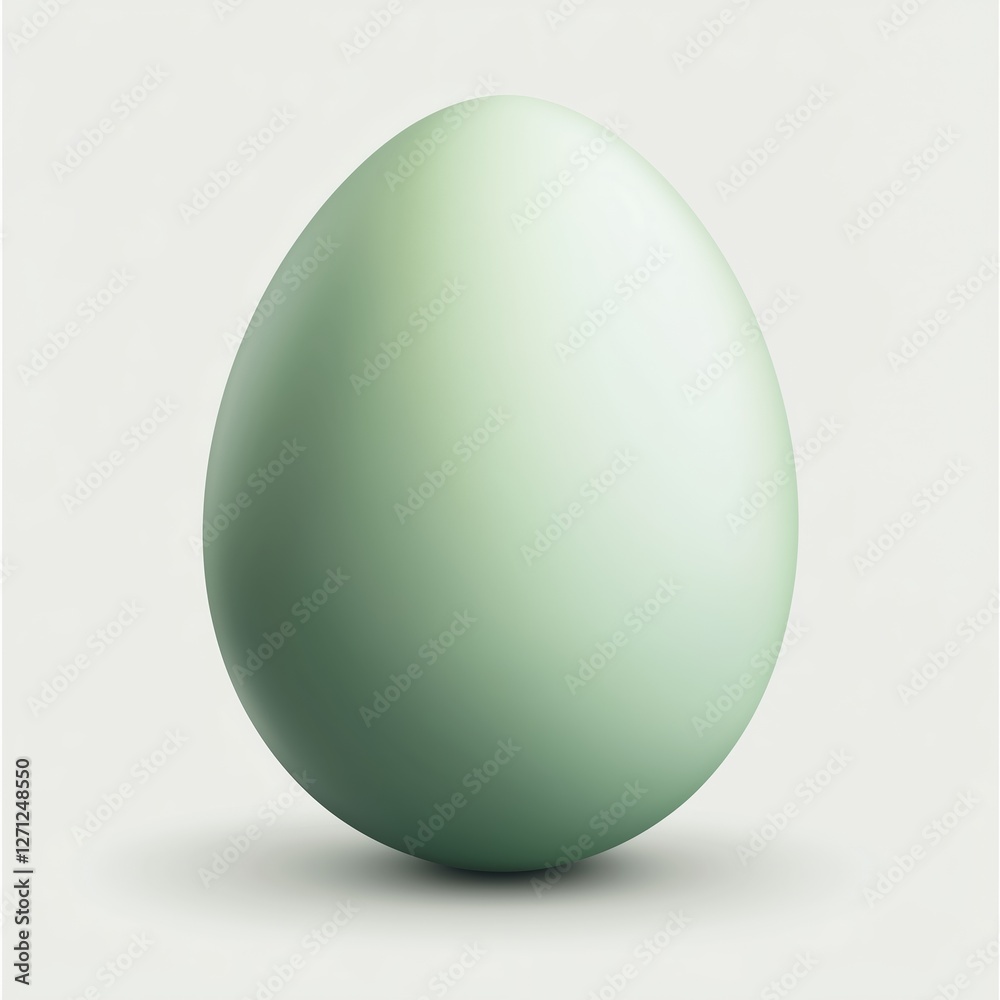 Realistic illustration of a smooth, pastel green egg with subtle highlights and a faint shadow, on a clean white background. Realistic illustration of a smooth, pastel green egg with subtle highlights and a faint shadow, on a clean white background.