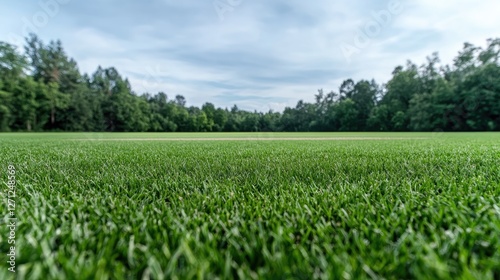 Lush Green Grass Field Under Cloudy Sky photo