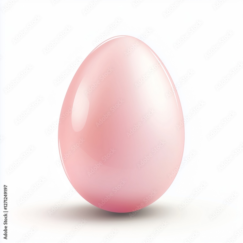 Realistic illustration of a soft pink egg with glossy gradients and a faint shadow, on a pure white background. Realistic illustration of a soft pink egg with glossy gradients and a faint shadow, on a pure white background.