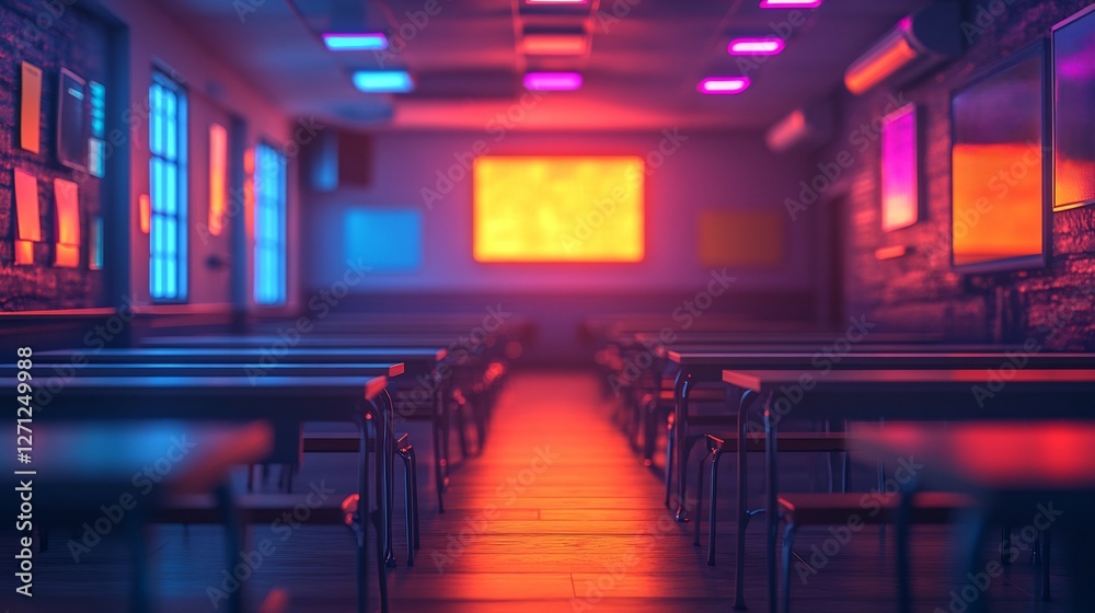 Colorful depiction of language learning flashcards educational games quizzes in a dynamic and vibrant classroom setup with vivid lighting Colorful depiction of language learning flashcards educational games quizzes in a dynamic and vibrant classroom setup with vivid lighting