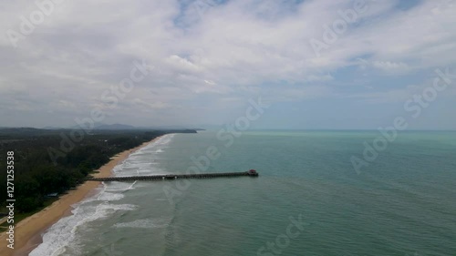 Wallpaper Mural drone aerial view - panorama over the seaside pass to beach Torontodigital.ca