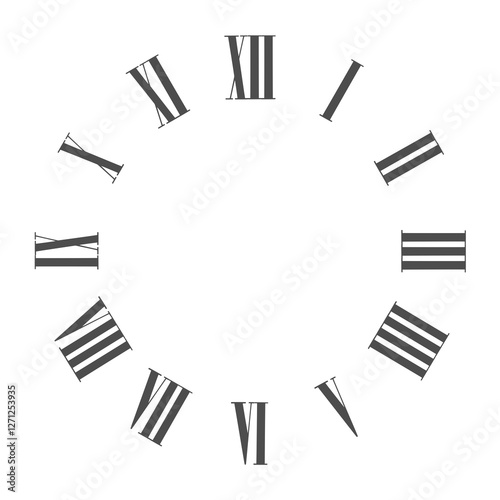 Vintage roman numerals clock face vector isolated on white background