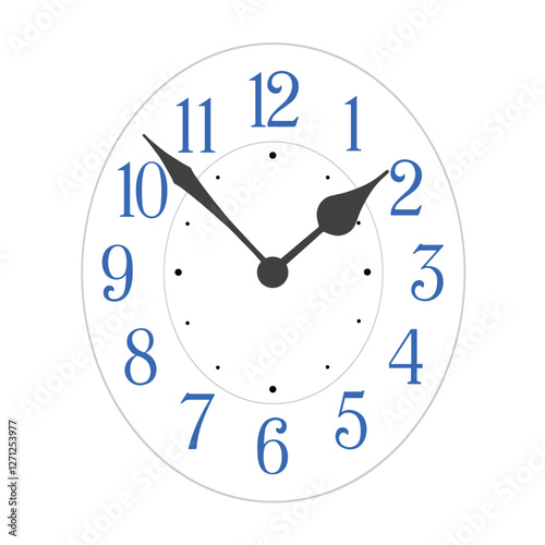 Vector elegant black oval clock dial placed on white background