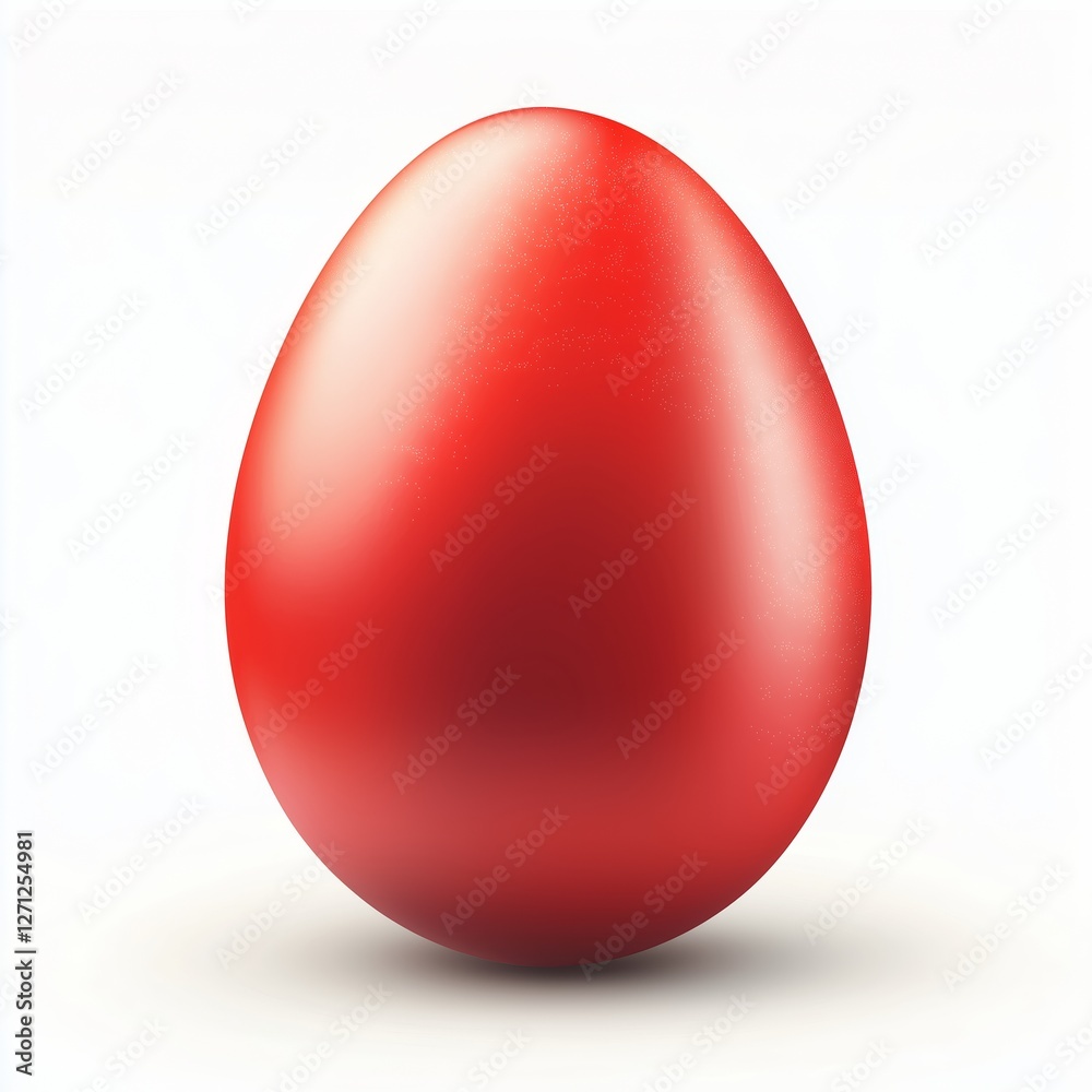 Realistic illustration of a vibrant red egg with smooth gradients, glossy finish, soft shadow, and high-resolution details on a clean white background. Realistic illustration of a vibrant red egg with smooth gradients, glossy finish, soft shadow, and high-resolution details on a clean white background.