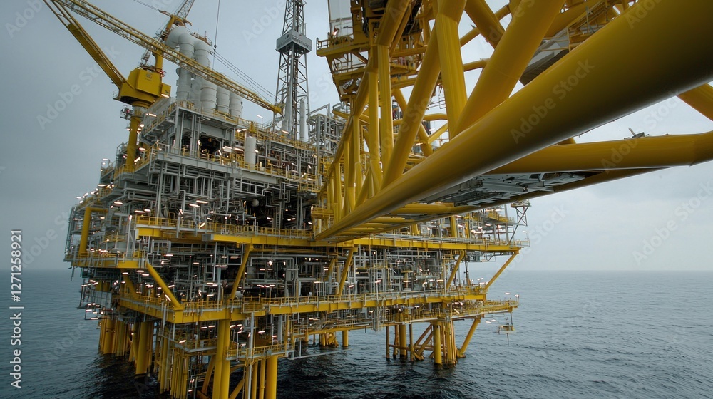 Fototapeta premium Offshore Oil Platform: A Colossus of Industry