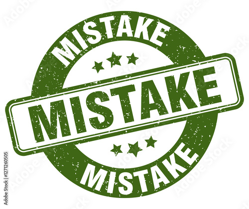 mistake stamp. mistake label. round grunge sign