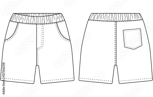 Nfant baby denim shorts flat sketch vector illustration