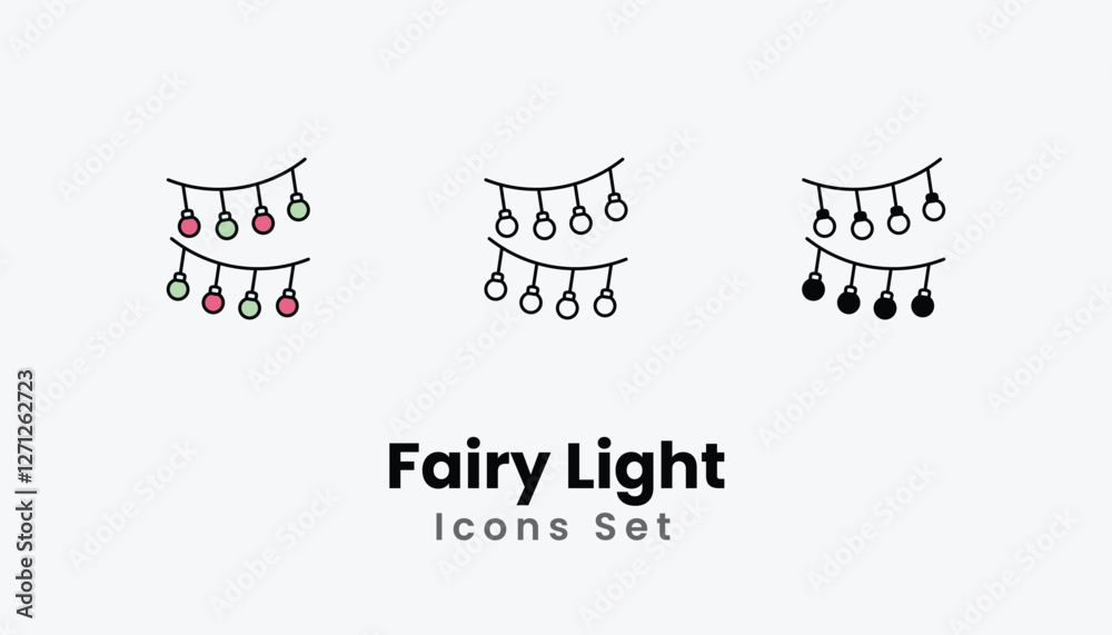 Fairy Light Icons thin line and glyph vector icon stock illustration Fairy Light Icons thin line and glyph vector icon stock illustration