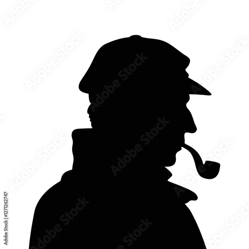 Silhouette of a man, smoking a pipe illustration