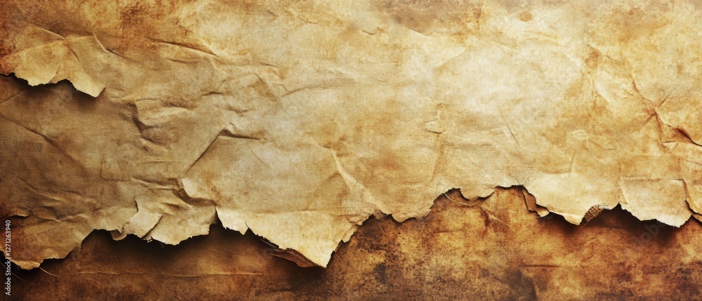 Fototapeta premium Vintage Torn Parchment Texture with Abstract Aged Paper Background for Design Elements