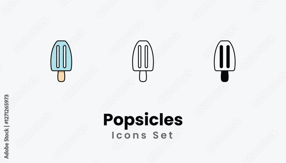 Popsicles Icons thin line and glyph vector icon stock illustration Popsicles Icons thin line and glyph vector icon stock illustration