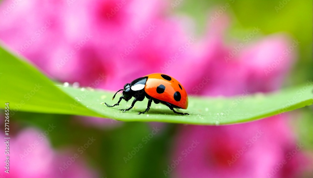 Obraz premium Ladybugs on leaves.