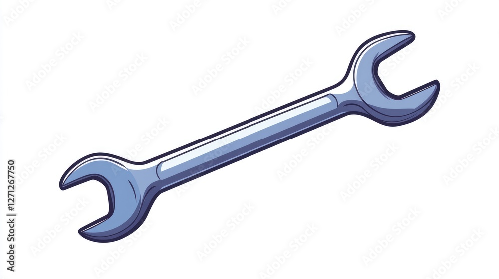 A Wrench Tool Illustration in Blue and White A Wrench Tool Illustration in Blue and White