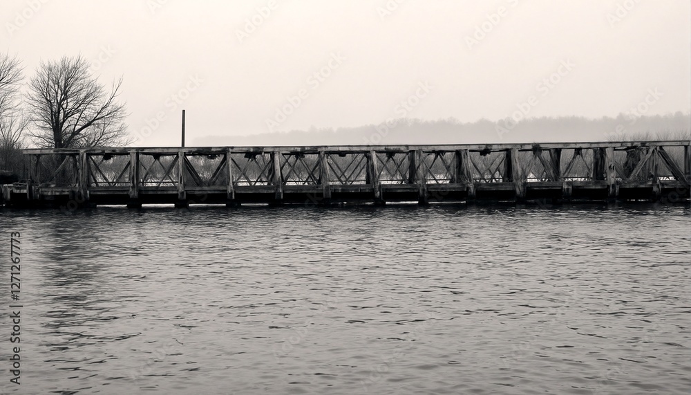 Fototapeta premium A long bridge over a body of water.