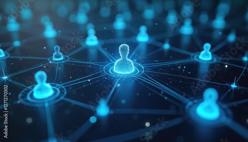 Customer Relationship Management systems represented by glowing network of people icons. System manages customer data using AI, automation. Connect clients, enhance relationships using digital photo