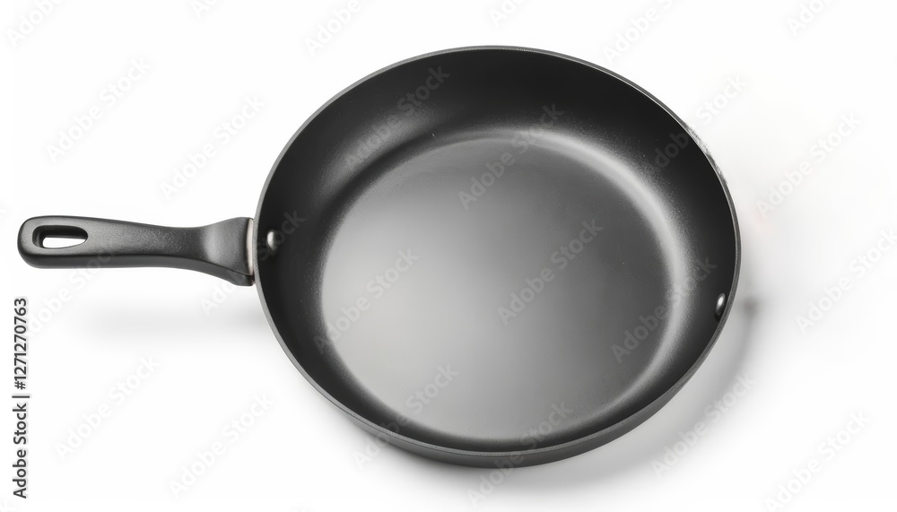 A sleek black frying pan emphasizes a non-stick surface and modern design, suitable for promoting kitchen tools, cookware, or culinary education. A sleek black frying pan emphasizes a non-stick surface and modern design, suitable for promoting kitchen tools, cookware, or culinary education.