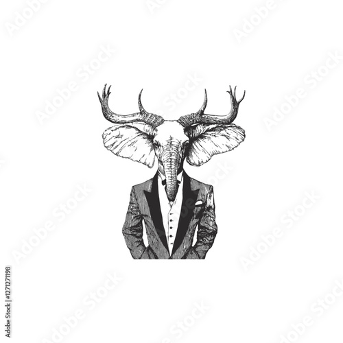 gentlemen elephant wearing tuxedo design vector template illustration