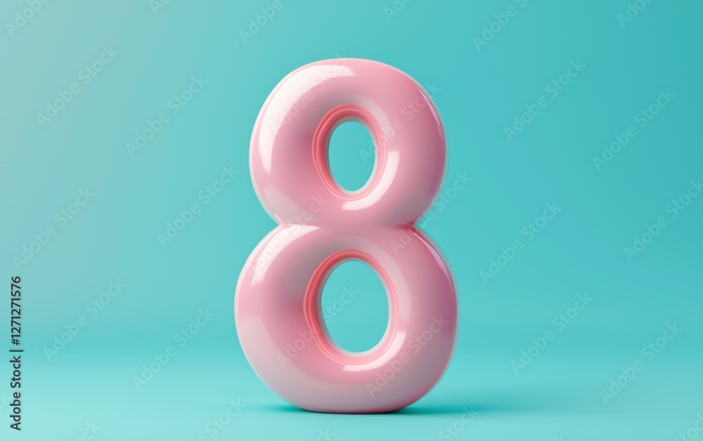 Velvet-textured number 8 on a pastel blue gradient background for 8 March International Womens Day Velvet-textured number 8 on a pastel blue gradient background for 8 March International Womens Day