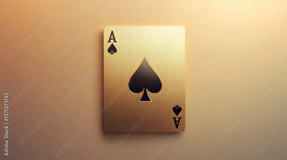 a gold playing card with a black spade symbol on a white background a gold playing card with a black spade symbol on a white background