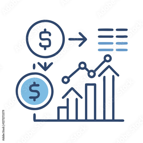 Analyzing Revenue Streams Icon in Modern Line Art Style