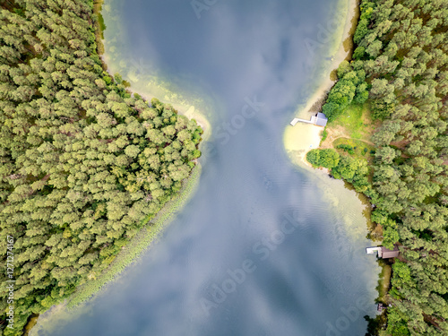 Drone photo of Lake Aviris in Druskininkai Municipality, Alytus County of Lithuania photo