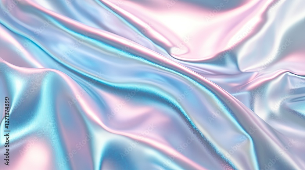 Obraz premium Iridescent Fabric Waves with Subtle Light Play for Dynamic Backdrop