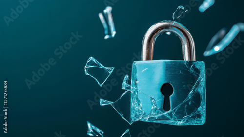 Shattered Blue Padlock Data Breach and Cybersecurity Risk