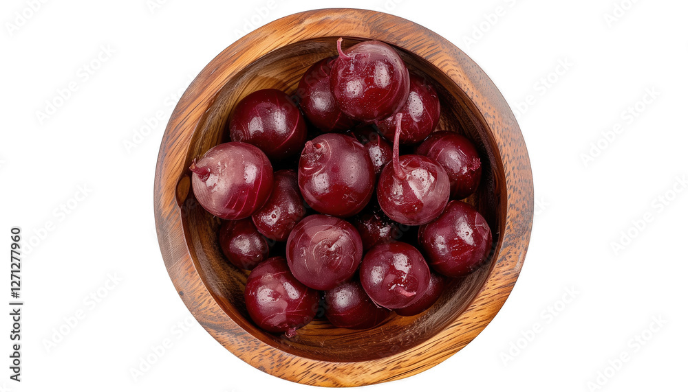 Obraz premium Fresh beets in natural wooden bowl, perfect for healthy recipes and advertisements. Isolated on transparent background, showcasing vibrant colors. Isolated on Transparent Background