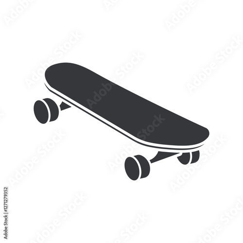 Isolated pictogram icon of skateboard, longboard, extreme sport equipment sign