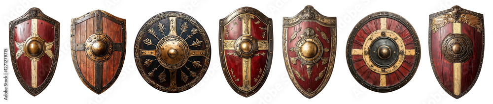 Naklejka premium isolated medieval knight shields
