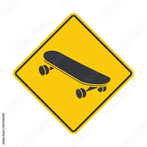 Isolated diamond road safety sign : skateboard lane, skate part icon label 