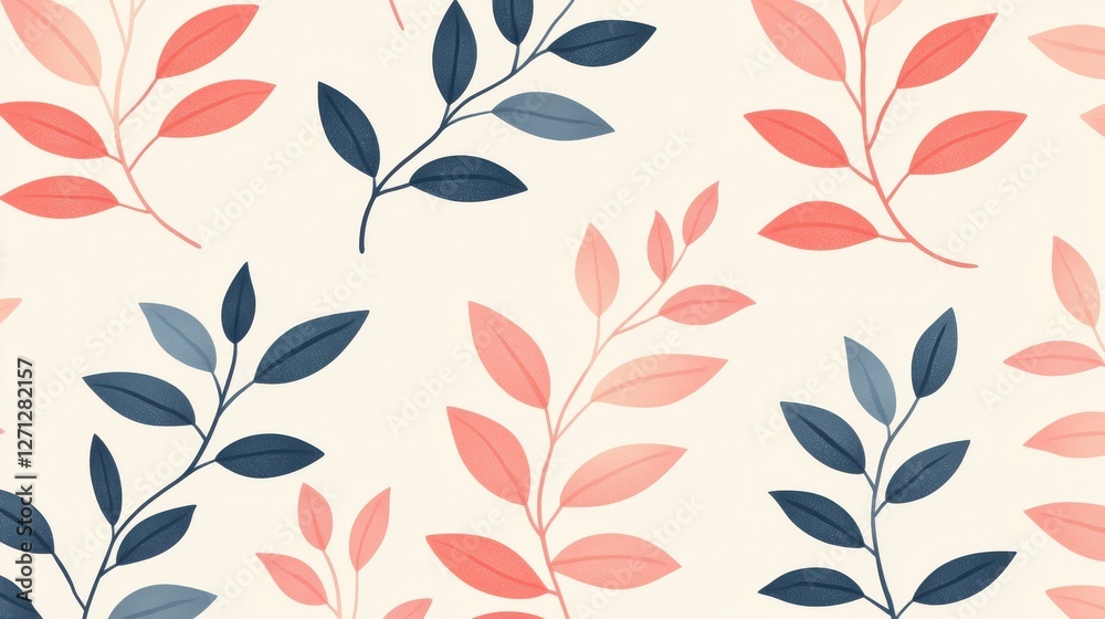 Background pattern leaf concept. Minimalist Botanical Pattern with Simple Leaves and Vines Background pattern leaf concept. Minimalist Botanical Pattern with Simple Leaves and Vines