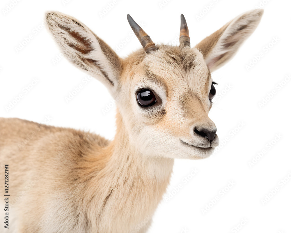 Fototapeta premium Young Dik-dik Antelope on Transparent Background, Isolated PNG