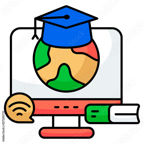Creative design icon of online global education