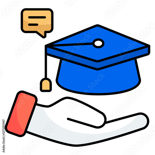 A colored design icon of education care