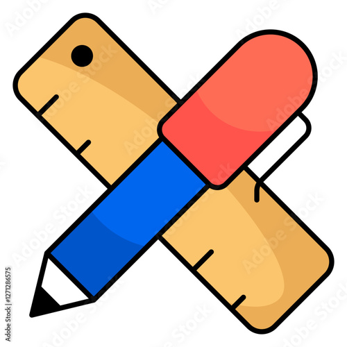 A flat design icon of drafting tool