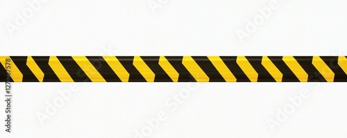 Warning caution tape with black stripes on yellow background. Hazard safety ribbon danger, security, restriction. Protective barrier sign. Construction site barricade line, crime scene, police zone