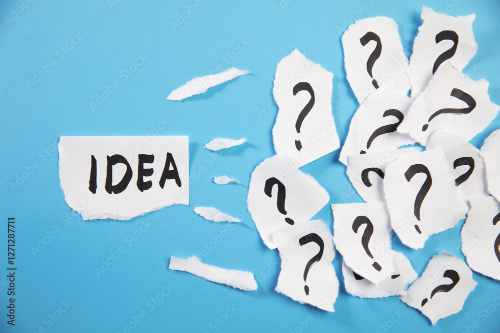 Fototapeta premium question mark on crumpled paper. creative idea and solution.