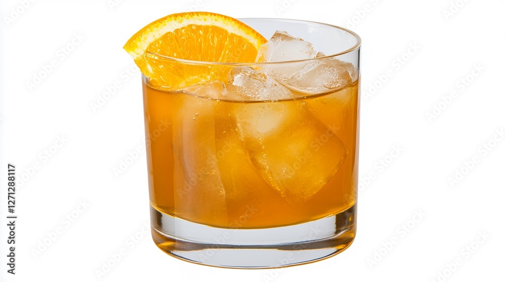 Close-Up of a Refreshing Cocktail Served Over Ice with a Slice of Orange on the Rim Close-Up of a Refreshing Cocktail Served Over Ice with a Slice of Orange on the Rim