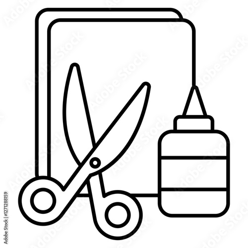 A trendy design icon of scissors with glue