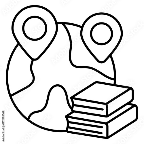 A colored design icon of global education