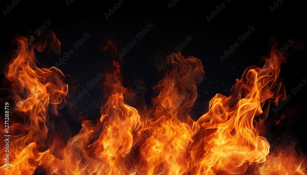 Fototapeta premium Fire on a black background