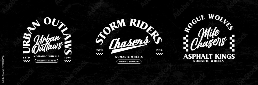 Fototapeta premium Motorcycle racing badges club emblems tshirt design Retro Racing Typography Graphics