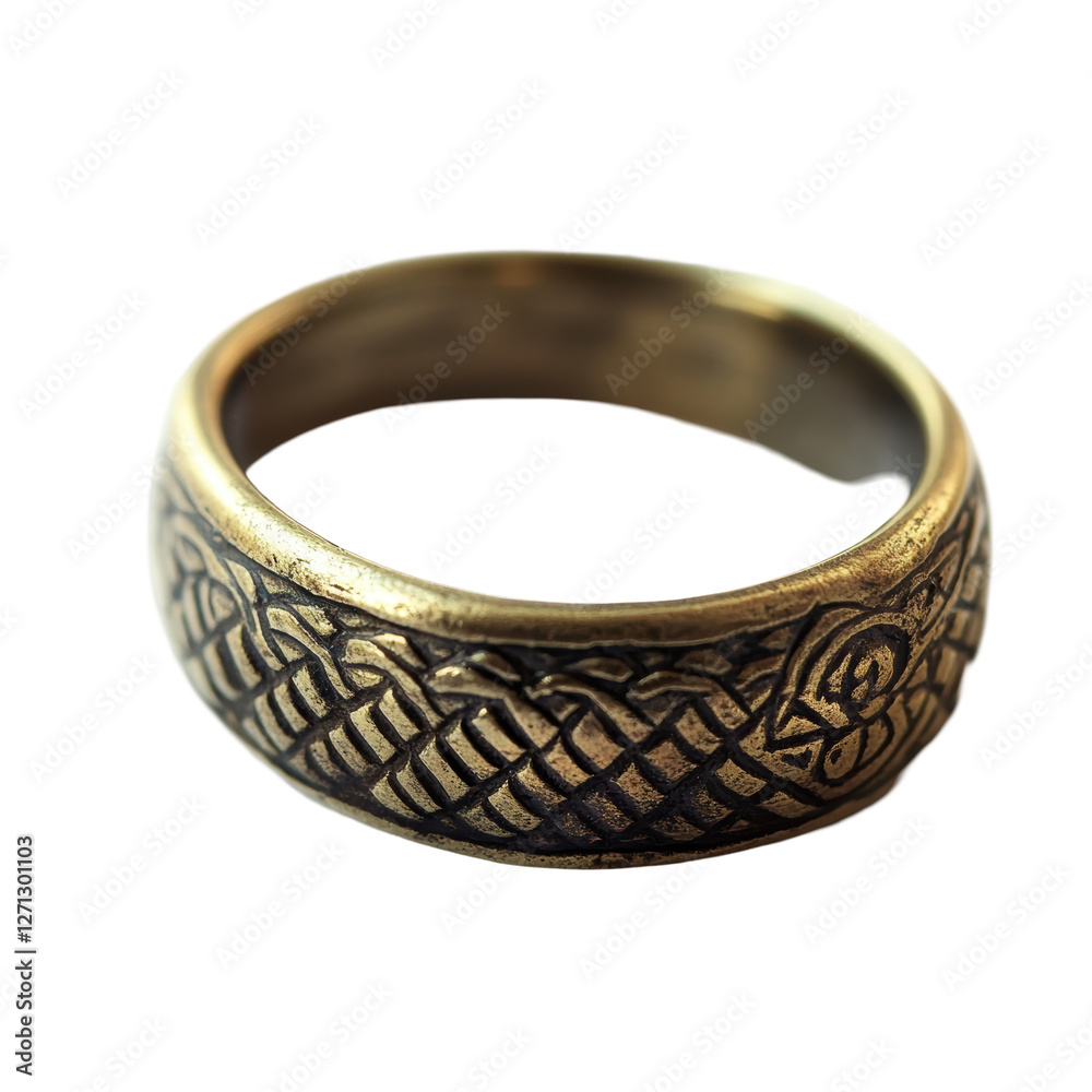 Isolated Bronze Band with Celtic Knotwork Engravings Isolated Bronze Band with Celtic Knotwork Engravings