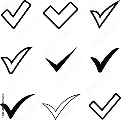 Confirm icon. Check marc set. Vector illustration