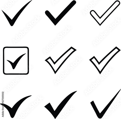 Confirm icon. Check marc set. Vector illustration